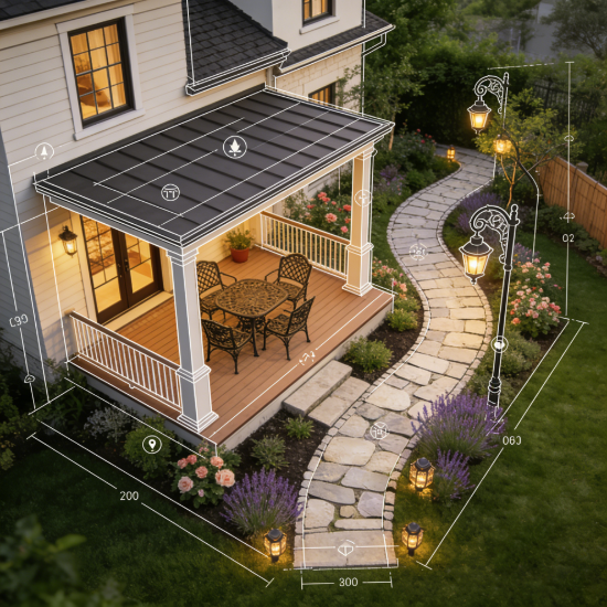 Picture of Outdoor Courtyard Overall Design - Custom Leisure Space & Landscaping for Residential Yards