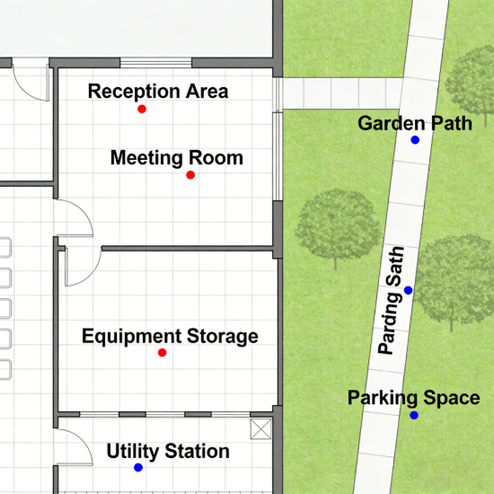 Picture of Precise Dot Map Planning Design - Indoor/Outdoor Facility Positioning for Construction & Decoration