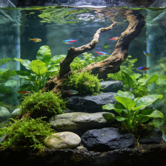 Picture of Custom Creative Fish Tank Landscaping Design - Aquatic Plant & Decoration Layout for Fish Habitats
